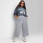 Women's Plus Size Ascot + Hart Graphic Wide Leg Pants - Black/white Checkered