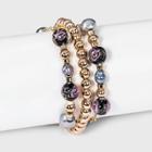 Mixed Floral And Simulated Pearl Beaded Stretch Bracelet Set 3pc - A New Day Black