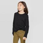 Girls' Sparkle V-neck Long Sleeve T-shirt - Cat & Jack Black