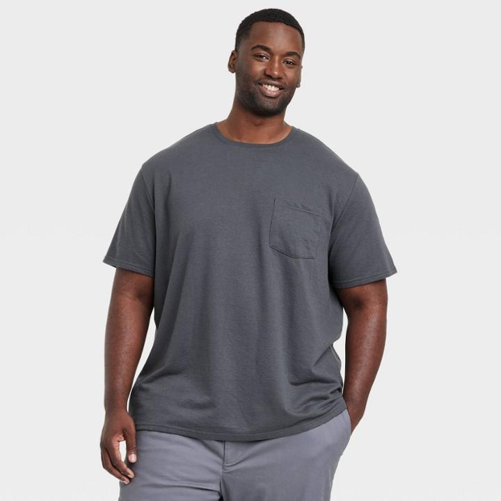 Men's Big & Tall Novelty Pocket T-shirt - Goodfellow & Co Charcoal Gray
