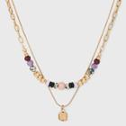 Semi-precious Lepidolite Dalmatian Jasper With Charm Multi-strand Necklace - Universal Thread