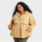 Women's Plus Size Drawstring Waist Anorak Jacket - Ava & Viv Tan X