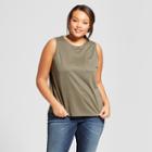 Women's Plus Size Sandwash Tank Top - A New Day Green X