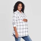 Maternity Plaid Elbow Sleeve Flannel Tunic - Isabel Maternity By Ingrid & Isabel Cream Xxl, Women's, Ivory