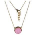 Target 18k Gold Over Fine Silver Plated Bronze Genuine Pink Druzy Necklace - 16 + 2 Extender, Girl's, Gold/pink