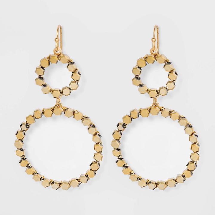 Circular Beaded Drop Earrings - A New Day Gold