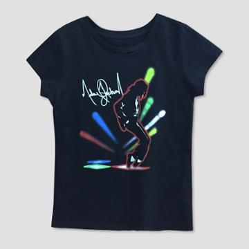 Girls' Michael Jackson Graphic Short Sleeve T-shirt - Black