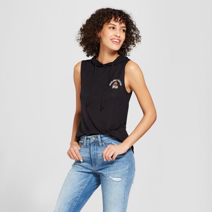 Women's Feeling Campy Hooded Graphic Tank Top - Modern Lux (juniors') Black