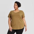 Women's Plus Size Short Sleeve Scoop Neck Relaxed T-shirt - Ava & Viv Olive 2x, Women's, Size:
