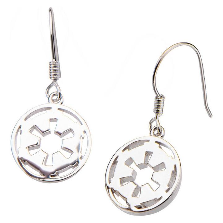 Women's Star Wars Imperial Symbol 925 Sterling Silver Cutout Dangle Earrings
