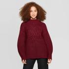 Women's Long Sleeve Crewneck Pullover Sweater - A New Day Burgundy Xl, Women's, Red