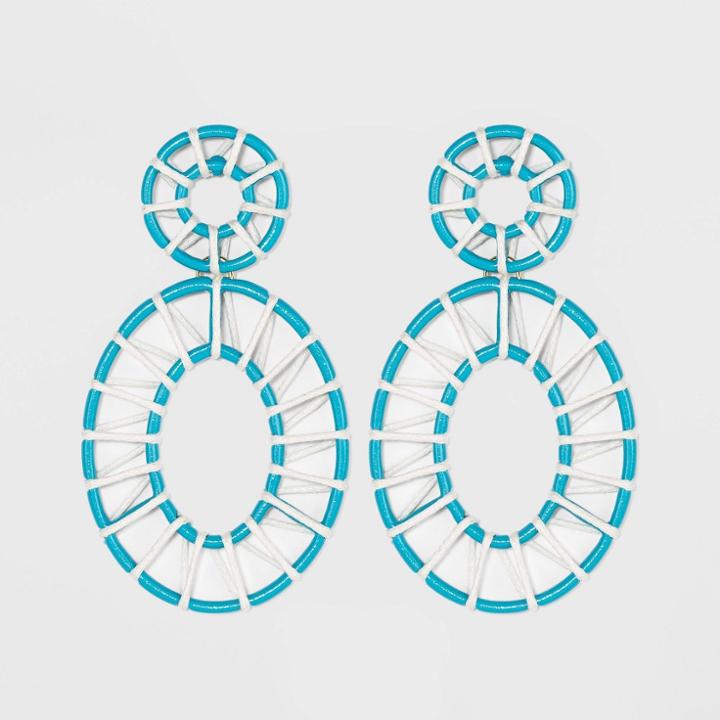 Sugarfix By Baublebar Raffia Intricate Hoop Earrings - Blue, Women's