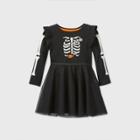 Toddler Girls' Long Sleeve Skeleton Tulle Dress - Cat & Jack Black