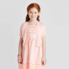 Petitegirls' Short Sleeve Cardigan Sweater - Cat & Jack Powder Pink Xs, Girl's, Pink White