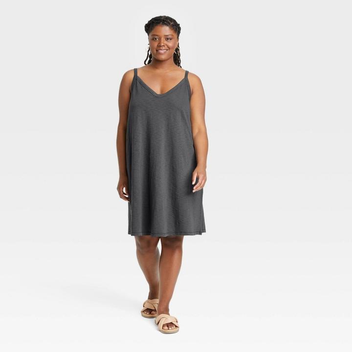 Women's Plus Size Razor Back Knit Tank Dress - Universal Thread Gray