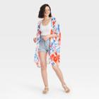 No Brand Women's Tie-dye Ruana Duster - Red/white/blue