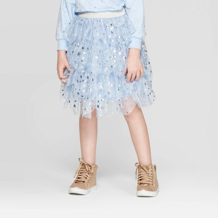 Disney Girls' Frozen Snowflakes Tutu Skirt - Blue S, Girl's,