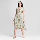 Women's Floral Print Ruffle Midi Wrap Dress - Melonie T