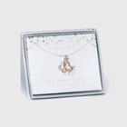 No Brand Silver Plated And Rose Gold With Cubic Zirconia Double Heart 'sisters' Necklace -