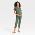 The Nines By Hatch Short Sleeve French Terry Cropped Maternity Jumpsuit