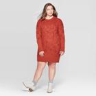 Women's Plus Size Leopard Print Long Sleeve Crewneck Sweater Dress - Universal Thread Brown X