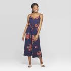 Women's Floral Print V-neck Strappy Belted Jumpsuit - Xhilaration Navy