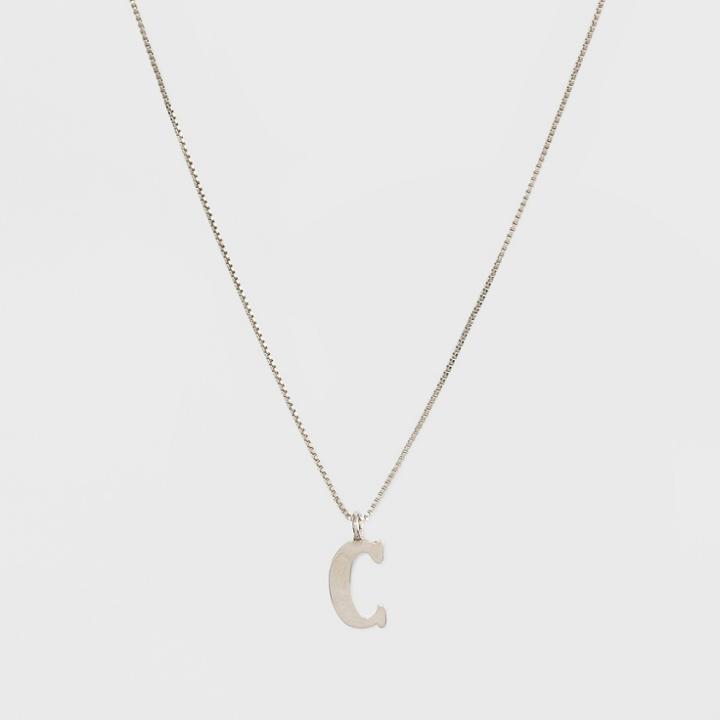 Silver Plated Initial C Pendant Necklace - A New Day Silver,
