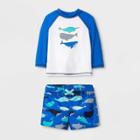Baby Boys' Whales Long Sleeve Rash Guard - Cat & Jack Blue 3-6m, Infant Boy's