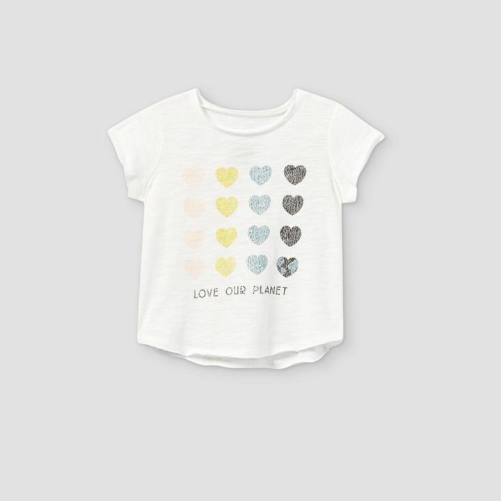 Grayson Mini Toddler Girls' 'love Our Planet' Short Sleeve T-shirt - White