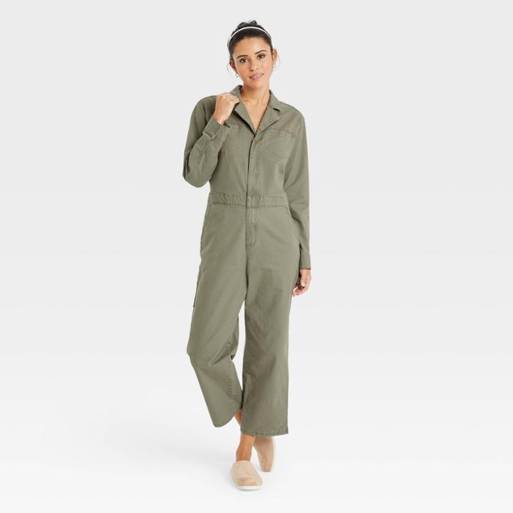 Women's Long Sleeve Boilersuit - Universal Thread Olive Green