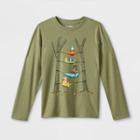 Boys' 'camping Critters' Graphic Long Sleeve T-shirt - Cat & Jack Olive Green