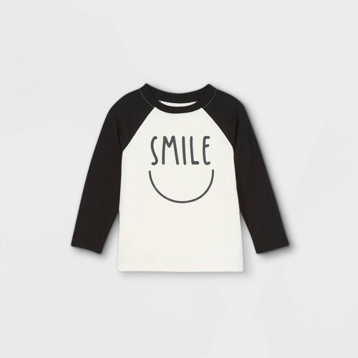 Toddler Boys' Smile Raglan Long Sleeve T-shirt - Cat & Jack Cream