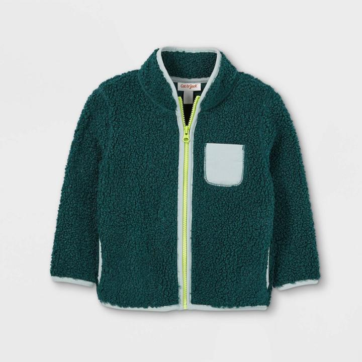 Toddler Sherpa Zip-up Sweatshirt - Cat & Jack Green