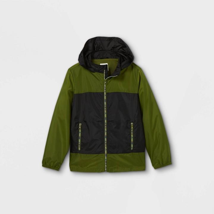 Boys' Colorblock Windbreaker Jacket - Cat & Jack Olive/black