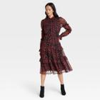 Women's Floral Print Balloon Long Sleeve Dress - Who What Wear Black