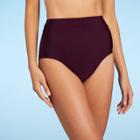 Women's High Waist Bikini Bottom With Tummy Control - Kona Sol Atlantic Burgundy S, Atlantic Red