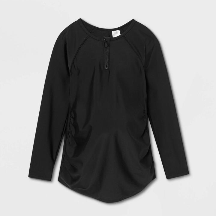 Raglan Long Sleeve Rash Guard Maternity Top - Isabel Maternity By Ingrid & Isabel Black