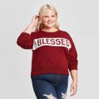 Women's Blessed Plus Size Pullover Sweater - Modern Lux (juniors') - Maroon 3x, Women's,
