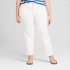 Women's Plus Size Released Hem Boyfriend Crop Jeans - Universal Thread White