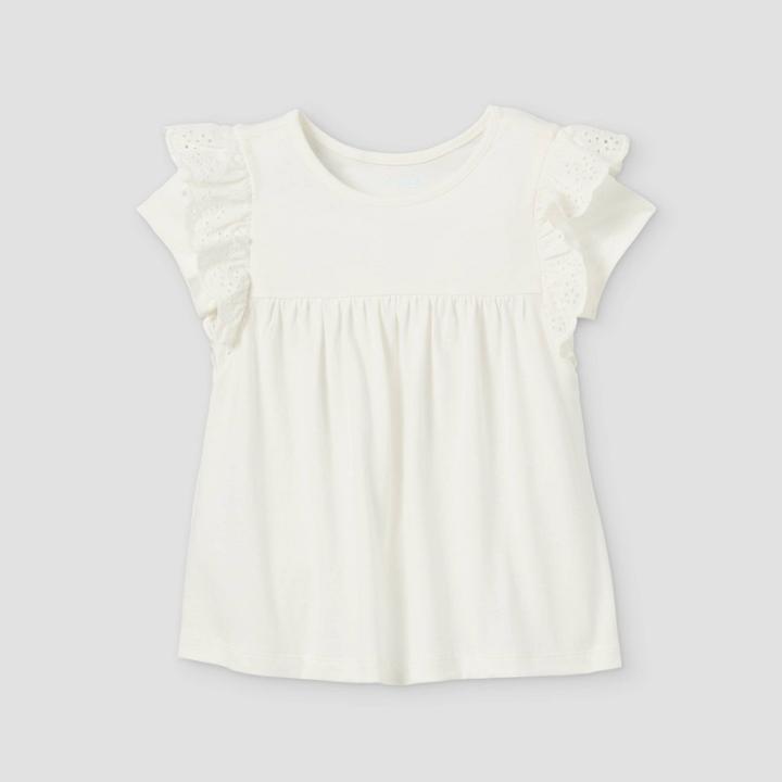 Toddler Girls' Eyelet Short Sleeve Blouse - Cat & Jack Cream