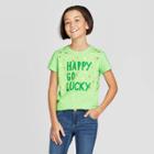 Petitegirls' Short Sleeve Happy Go Lucky Graphic T-shirt - Cat & Jack Green