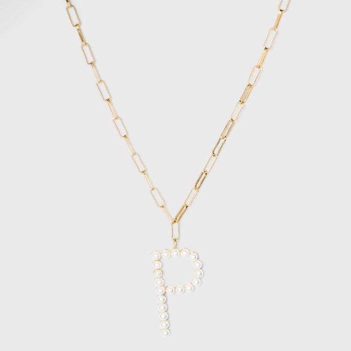 Sugarfix By Baublebar Pearl Initial P Pendant Necklace - Pearl, White