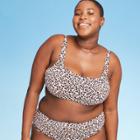 Women's Plus Size Bikini Swim Top - Xhilaration Animal Print 14w, Women's, Beige