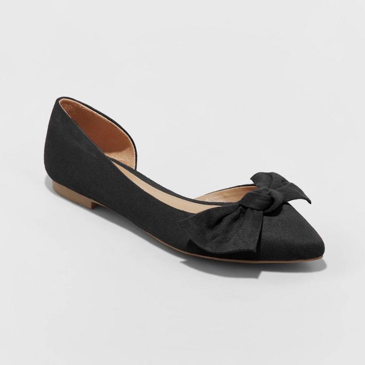 Women's Jayme Gingham Bow Ballet Flats - A New Day Black