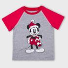 Toddler Boys' Disney Mickey Mouse & Friends Mickey Mouse Short Sleeve T-shirt - Gray/red