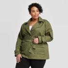 Women's Plus Size Long Sleeve Blazer Utility Jacket - Ava & Viv Green X, Women's