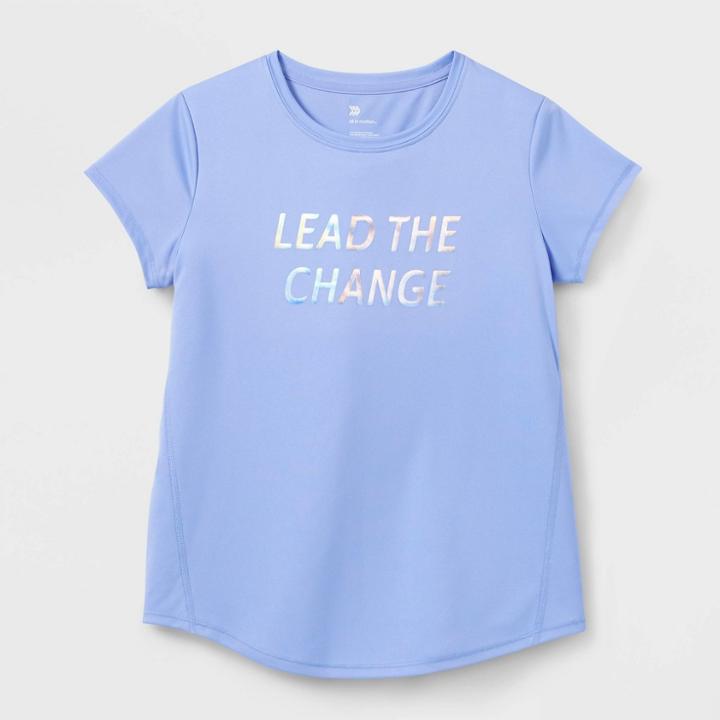 Girls' Short Sleeve 'lead The Change' Graphic T-shirt - All In Motion Light Purple