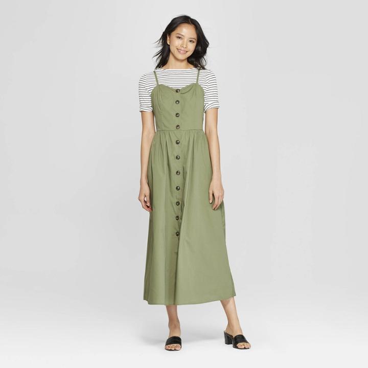 Women's Sleeveless Button-down Maxi Dress - Who What Wear Green