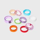 Frozen Chain Anodized And Plain Stone Ring Set 10pc - Wild Fable