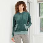 Women's Velour Oil Wash Hooded Sweatshirt - Knox Rose Green